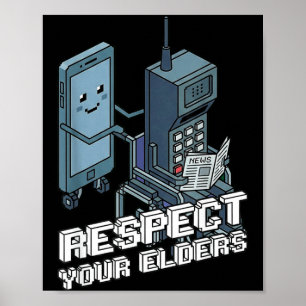 Póster Respeten a sus mayores mando de videojuegos retro 