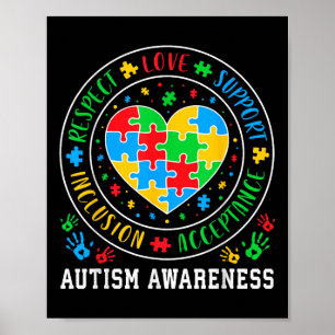 Póster Respeto Amor Apoyo Aceptación Inclusión Autismo A