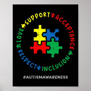 Póster Respeto Amor Apoyo Autismo Conciencia Mes Mujeres