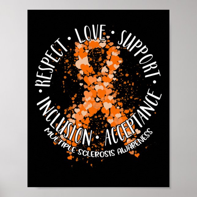Póster Respeto Amor Apoyo Esclerosis Múltiple Conciencia (Frente)