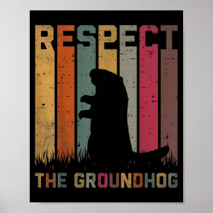 Póster Respeto Retro La Marmota Animal Marmota Día de la