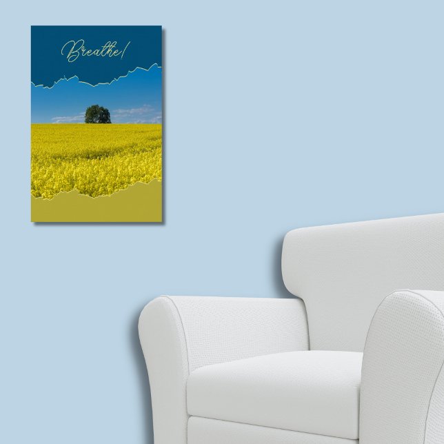 Póster ¡Respira! Campo de canola amarilla bajo un cielo a (Breathe! Field of Yellow Canola Under a Blue Sky Poster)