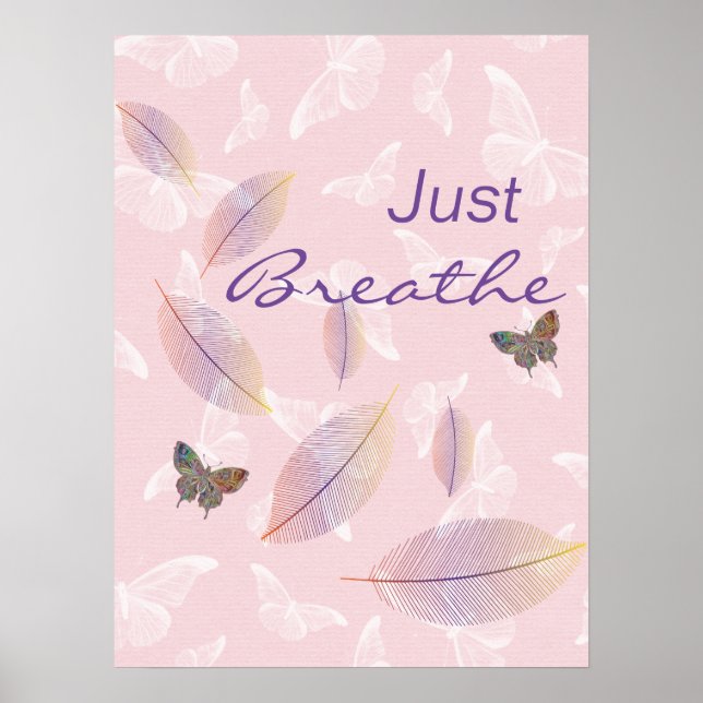 Póster Respira las hojas mariposas rosadas (Frente)