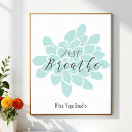 Póster Respira yoga blanco verde cita floral zen