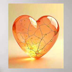 Póster Resplandor de Corazón Roto Dorado