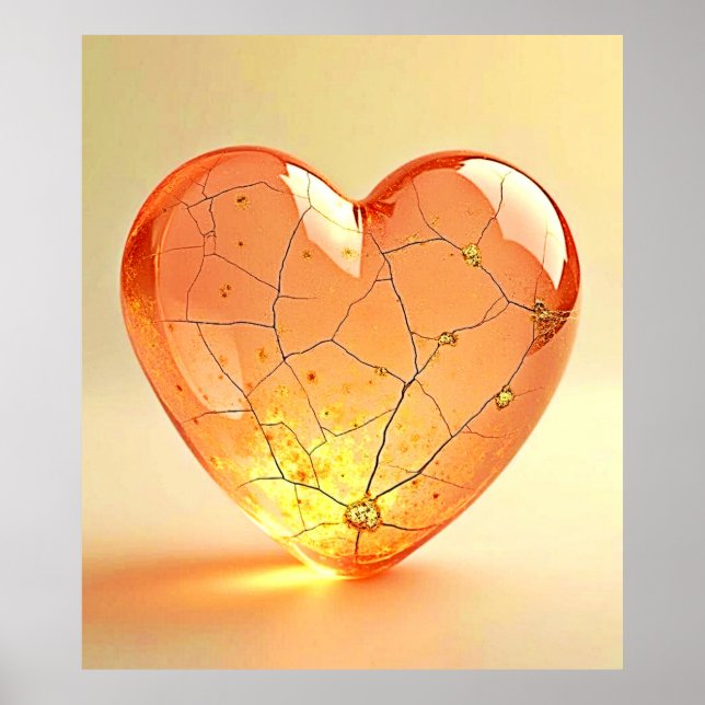 Póster Resplandor de Corazón Roto Dorado (Frente)