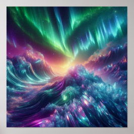 Póster Resplandor de la Onda de Cristal de la Aurora Radi