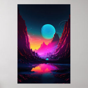 Póster Resplandor de montaña: Vibes de ondas sintéticas e