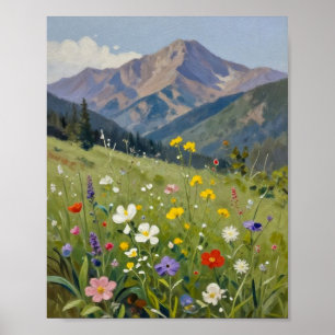 Póster Resplandor de Verano: Un Vibrante Prado de Flores 