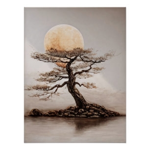 Póster Resplandor del atardecer en el árbol