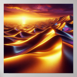 Póster Resplandor del Horizonte del Desierto Mirage Dorad