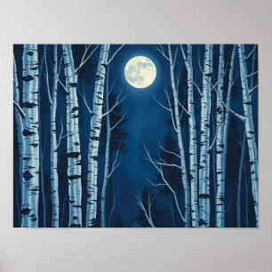Póster Resplandor Etéreo de Invierno: Luna Llena Iluminan