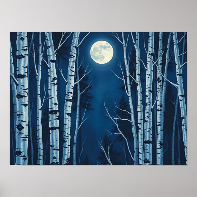 Póster Resplandor Etéreo de Invierno: Luna Llena Iluminan (Frente)