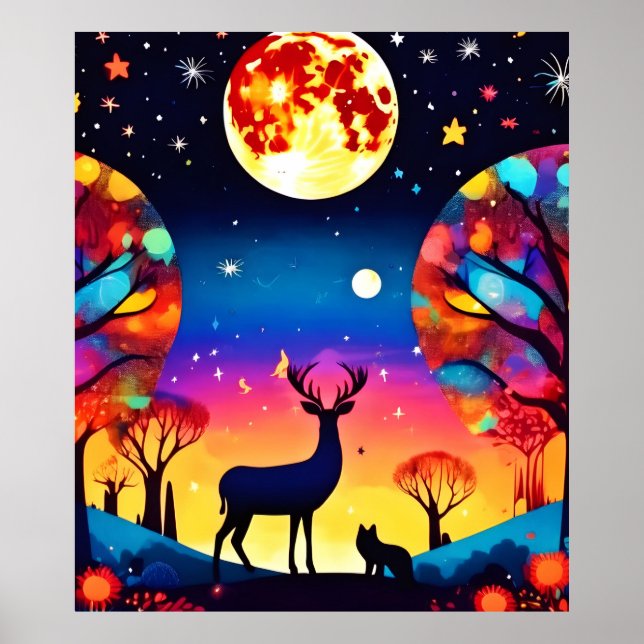 Póster Resplandor Nocturno del Bosque (Frente)