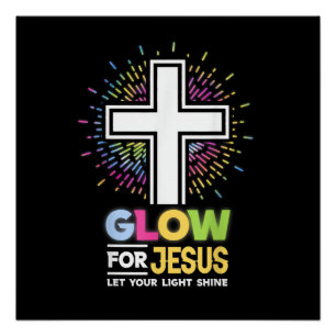 Póster Resplandor para camiseta de la cruz cristiana de J