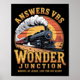 Póster Respuestas Vbs 2025 Wonder Junction Tren Cristiano