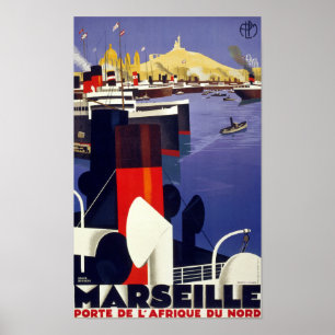 Póster Restauración de la Poster de Viajes Marseille Vint