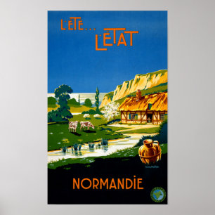 Póster Restauración de la Poster de Viajes Normandía Vint