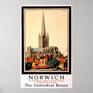 Póster Restauración de Norwich Vintage Travel Poster