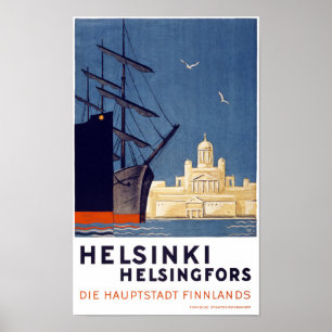 Póster Restauración de Poster de Viajes de Helsinki Vinta
