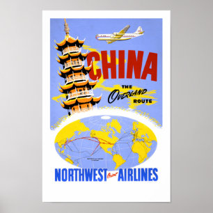 Póster Restauración de Poster de Viajes Vintage de China