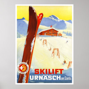 Póster Restauración de Poster de Viajes Vintage de Suiza