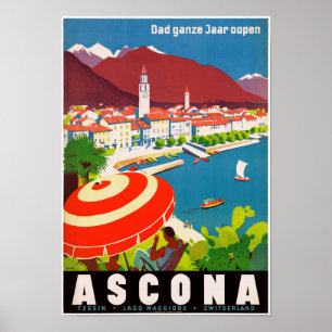 Póster Restauración del Poster de viajes Ascona Vintage d