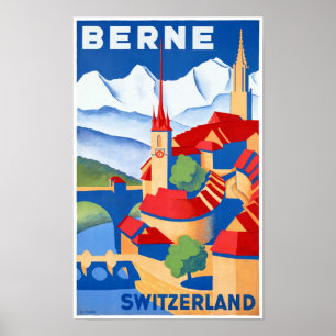 Póster Restauración del Poster de viajes Bern Suiza Vinta