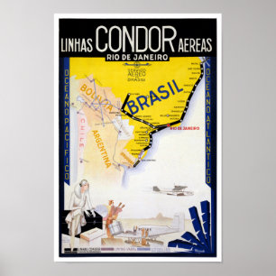 Póster Restauración del Poster de viajes Brasil Rio Vinta