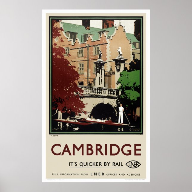 Póster Restauración del Poster de viajes Cambridge Vintag (Frente)