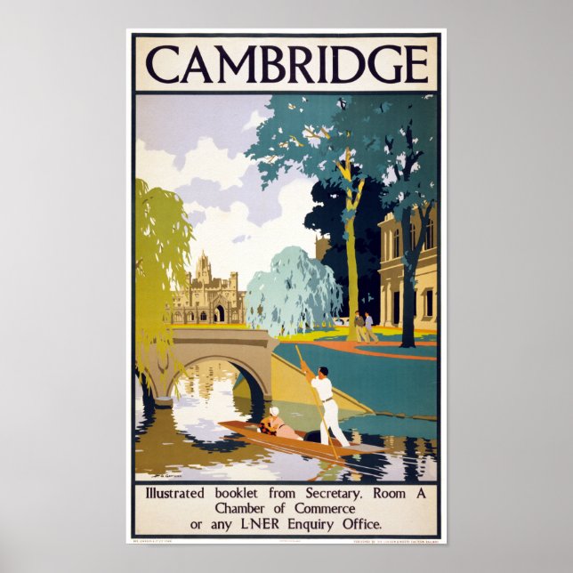 Póster Restauración del Poster de Viajes de Cambridge Vin (Frente)
