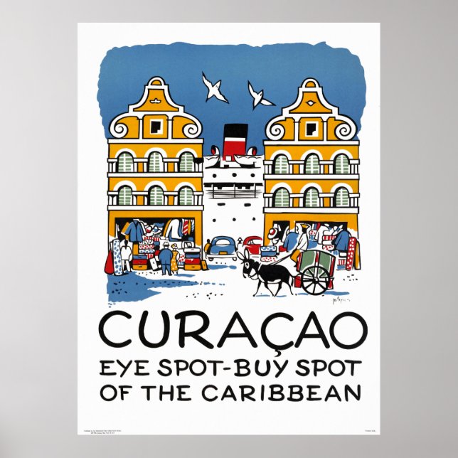 Póster Restauración del Poster de Viajes de Curacao Vinta (Frente)