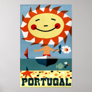 Póster Restauración del Poster de Viajes de Portugal Vint