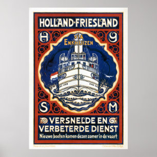 Póster Restauración del Poster de Viajes Holandeses Vinta