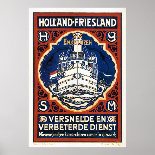 Póster Restauración del Poster de Viajes Holandeses Vinta (Frente)