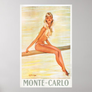 Póster Restauración del Poster de Viajes Montecarlo Mónac