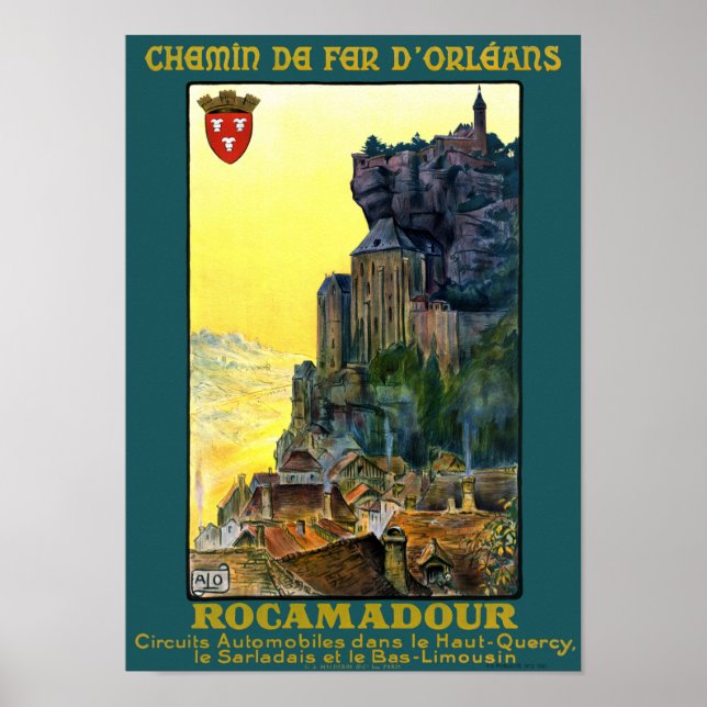 Póster Restauración del Poster de viajes Rocamadour Vinta (Frente)