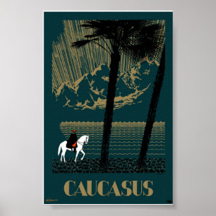 Póster Restauración del Poster de Viajes Vintage del Cáuc