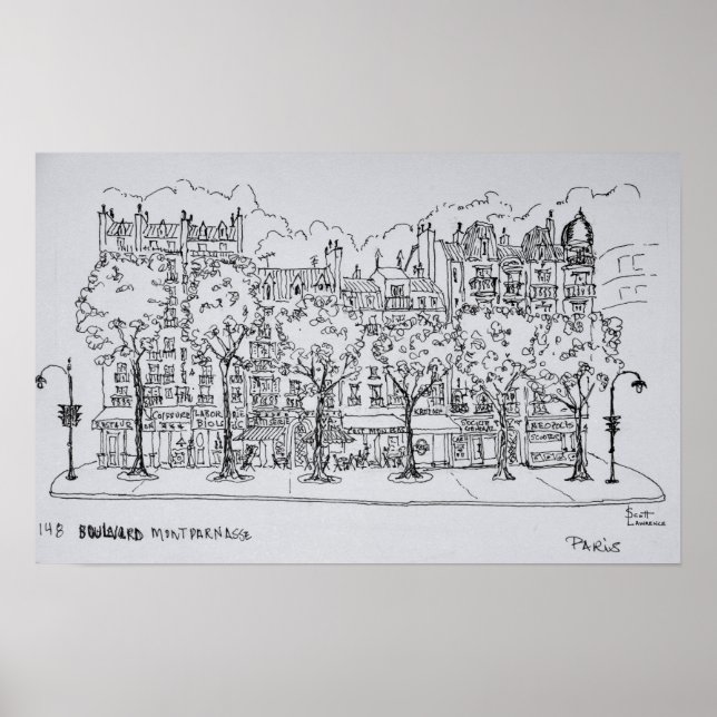 Póster Restaurant Boulevard Montparnasse | París, Francia (Frente)