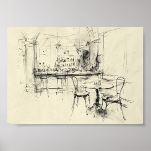 Póster Restaurante acogedor de estilo vintage