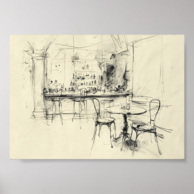 Póster Restaurante acogedor de estilo vintage (Frente)