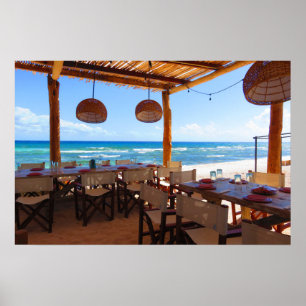Póster Restaurante de la playa en maya de Riviera