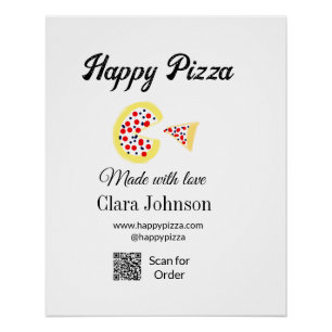 Póster restaurante de pizza cafetería pizzería escanear c
