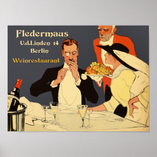 Póster Restaurante de vinos Platkatstil retro de Berlín 1