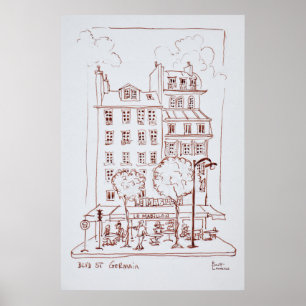 Póster Restaurante en Boulevard   Saint-Germain, París
