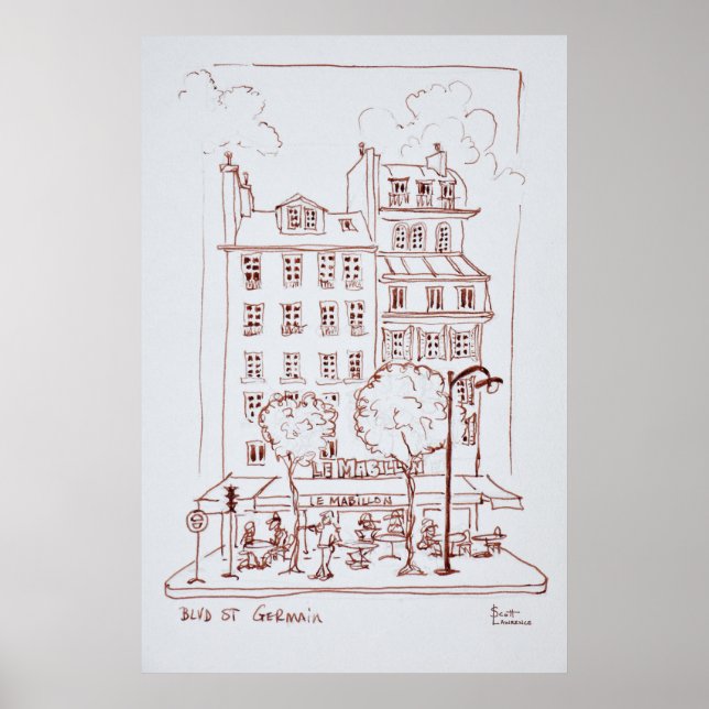 Póster Restaurante en Boulevard | Saint-Germain, París (Frente)