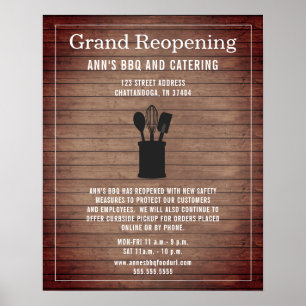 Póster Restaurante Grand ReOpening Covid Safety Rustic
