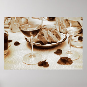 Póster Restaurante italiano: Pan, vino, Bougainvillea