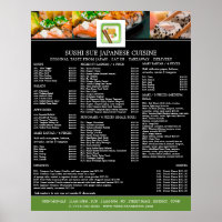 Restaurante japonés, menú sushi