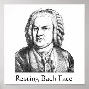 Póster Resting Bach Face Classical Music Composer
